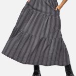 Grove Cotton Stripe Tiered Midaxi Skirt