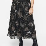 Estrid Embroidered Mesh Midaxi Skirt - Silver